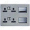 Deta SD1975SSB Multi-Media Lounge Plate with 2 x Twin Switch Sockets & 6 Euro Module Spaces (Stainless Steel/Black Inserts)