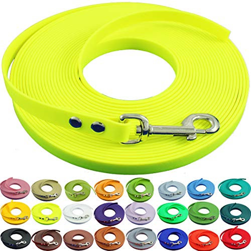 bio-leine leichte 9mm Biothane Schleppleine ohne Handschlaufe - 3 bis 25m I für kleine Hunde, 5m in Neongelb I schmutzabweisende & Wasserabweisende Hundeleine Leine
