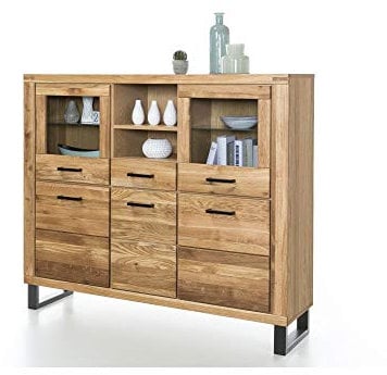 Elfo Highboard Vitrine Klara Wildeiche geölt Teilmassiv NEU/OVP