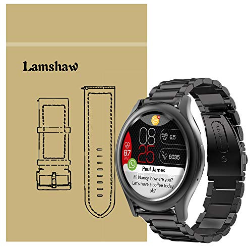 LvBu Armband Kompatibel mit MyKronoz ZeRound3, Classic Edelstahl Uhrenarmband für MyKronoz ZeRound3 Smartwatch (Schwarz)