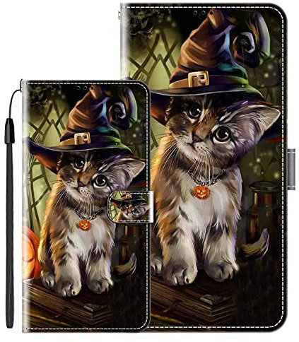 vingarshern Klapphüllen für LG K20 (2019) Schutzhülle Mit Magnetverschluss Flip Etui Lederhülle Handytasche LG K20 2019 Hülle Klappbares Leder Brieftasche,Katze Muster-3