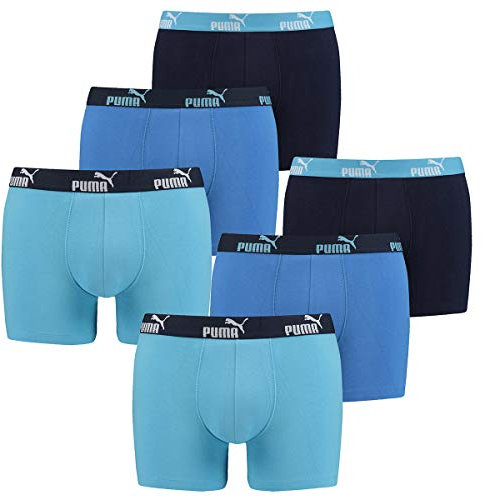 PUMA 6 er Pack Boxer Boxershorts Herren Unterwäsche sportliche Retro Pants, Farbe:101 - Blue Combo, Bekleidungsgröße:S