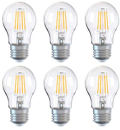 DGO E27 Bulb, Dimmable LED Light Bulb, A60 Energy Saving Light Bulbs 6W (Equivalent to 60W), Edison Filament Screw Bulb, 6 Pack