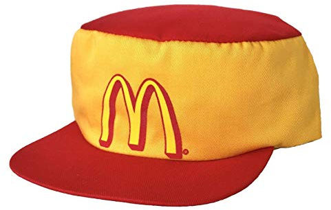 McDonald's Hut Vintage 1990er Offizielle Mitarbeiteruniform Gelb Rot, gelb, Einheitsgröße