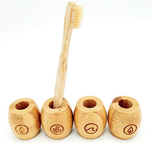 Zahnbürstenhalter aus Bambus, 4er Pack