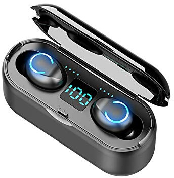 Fesjoy F9-8 TWS In-Ear BT Earbuds Noise Cancelling Stereo Waterproof Wireless Earbuds with LED Digital Display Touch Control HD Earbuds with Mic Compatible with iOS and Android