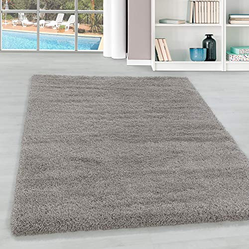 Hochflor Teppich Wohnzimmer Einfarbig Schlafzimmer Esszimmer Flur Läufer Unicolor & Einfarbig Weich & Flauschig Langflor Pflegeleicht Läufer Teppich in Farbe: Beige, Grösse: 80 x 150 cm