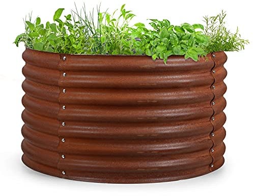 blumfeldt Rust Grow Hochbeet Gartenbeet, verzinktes Stahlblech, Materialstärke: 0,6 mm, einfache Montage, Rost-Finish, 100 x 60 cm (ØxH), Rost