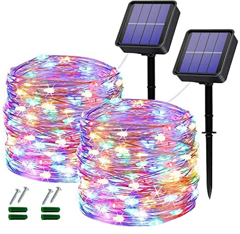 Oreunik Solar Christmas Lights Outdoor, 2 Pack Total 240LED Garden Light,Waterproof Fairy Lights 40Ft 8 Modes Decoration Solar Light for Garden,Patio,Party,Wedding,Christmas(Colorful)