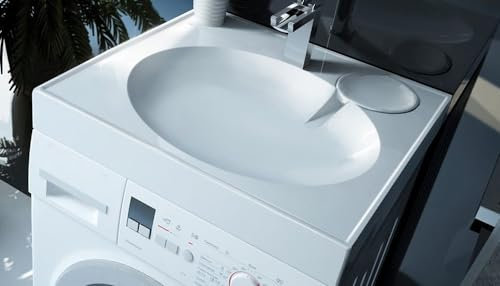 Design Mineralguß Aufsatzwaschbecken Gamma Waschtisch für Waschmaschinen Weiß