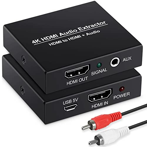HDMI-Audio-Extraktor 4K, avedio links HDMI auf HDMI + 3,5 mm Audio-Ausgang, Konverter-Adaptereinsatz, unterstützt 1080P 3D kompatibel mit Fire Stick, Xbox, Laptop, Blu-Ray Player