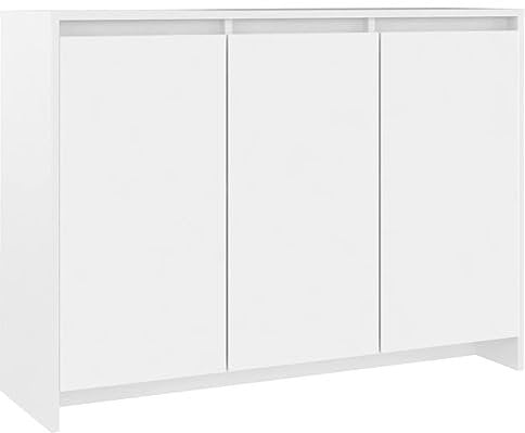 vidaXL Buffet, Armoire avec 3 Portes, Meuble de Rangement, Organisateur de Salle de Séjour Salon Intérieur, Blanc Bois d'Ingénierie