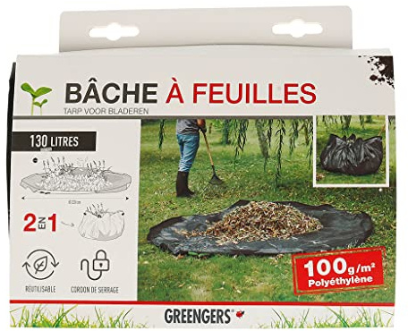 Greengers - Sacchetti per rifiuti da giardino, giardino, telo per raccogliere foglie ø220 cm, telo 2 in 1 per raccolta rifiuti verdi - 1 telo - 3 manici rinforzati, richiudibile, molto pratico - 130