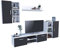 MATKAM Wohnwand Dedal, Schrankwand Wohnzimmer Modern, Wohnzimmerschrank mit Fernsehtisch Komplett Möbel (Weiß-Schwarz)