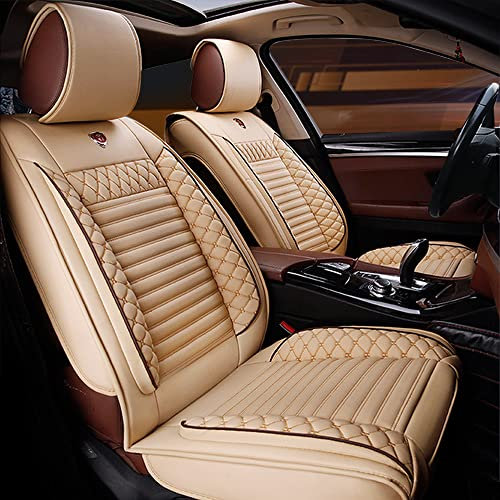 Maipula Autositzbezüge Für BMW X1 X2 X3 X4 X5 X5M X6 E82 E84 E83 F25 F26 E70 F15 vordere 2 Sitze Komfortabler Allwetter-Autositzbezug Kunstleder Beige