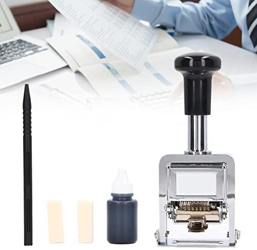 Fyearfly 8 Stelliger Nummernstempel Automatisch, Selbstfärbender Datumsstempel, Zinklegierung Numerierstempel für Datum, Nummernstempel, Ticketstempel