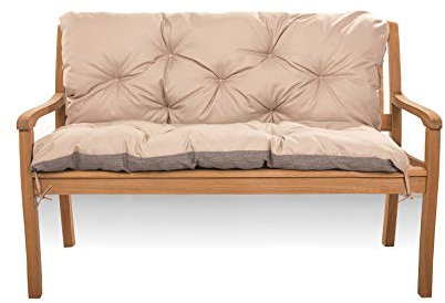 Sitzkissen für Hollywoodschaukel - Sitzbank mit Rückenlehne - Gartenschaukel Kissen - Bankkissen Outdoor (160 x 60 x 50, Beige)