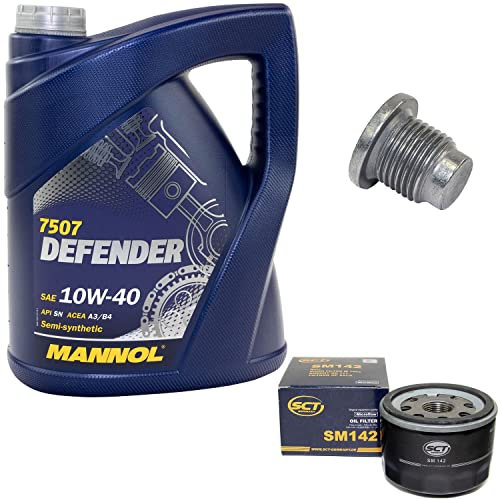 Motoröl Set 10W40 5 Liter + Ölfilter SM142 + Ölablassschraube 48880