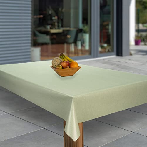 laro Wachstuch-Tischdecke Abwaschbar Wachstischdecke PVC Plastik-Tischdecken Eckig Meterware Abwischbar, Muster:Minze Grün Leinen, Größe:130x180