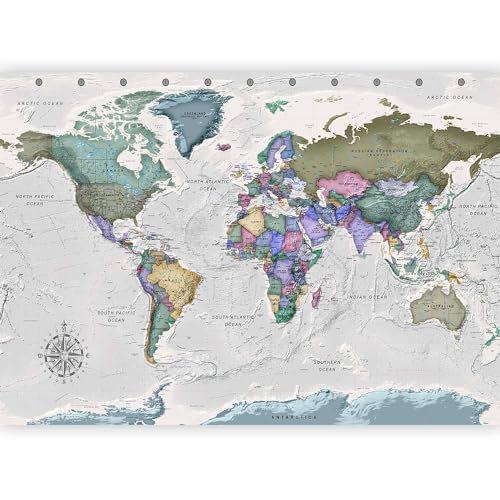 murando Premium Photo Wallpaper World map 300x210 cm / 119x83 Non-Woven Premium Art Print Fleece Wall Mural Decoration Poster Picture Design Modern World map k-A-0380-a-a