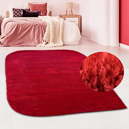 CARPETIA Teppich Abgerundete Ecken Waschbar rutschfest Rot 120x170 cm | Weich, waschbar, rutschfest und allergikerfreundlich, OEKO-TEX geprüft, für Fußbodenheizung, Wohn-, Schlaf- & Esszimmer
