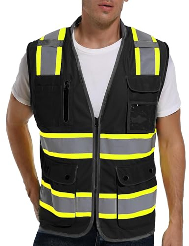 ArcRidge Reflektierende Sicherheitsweste für Damen und Herren, Klasse 2, hohe Sichtbarkeit, zweifarbige reflektierende Streifen