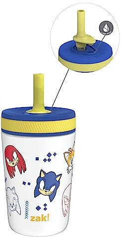 Zak Designs Sonic The Hedgehog Kelso – Gobelet isotherme en acier inoxydable avec design anti-fuite, parfait pour les enfants (sonore, queues, phalanges) – 355 ml