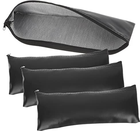 VICASKY 4pcs Wireless Handheld Microphone Case Storage Bag,Leather Long Zippered Microphone Bag Pouch for Mic Carrier