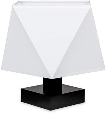 alfalux Tischlampe DIALN2WED aus Holz Retro Nachttischlampe für Schlafzimmer Babyzimmer Wohnzimmer Kaffeetisch (Weiß)