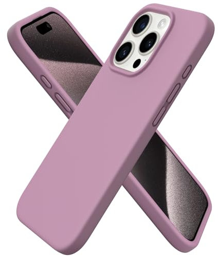 ORNARTO Compatible with iPhone 15 Pro Case 6.1, Slim Liquid Silicone 3 Layers Full Covered Soft Gel Rubber 15 Pro iPhone Case Cover 6.1 inch-Lilac Purple