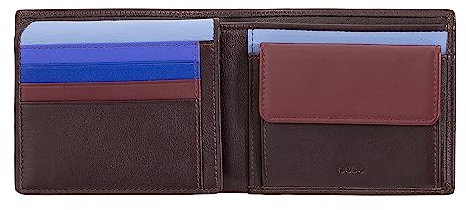 DUDU Klassisches mehrfarbiges Herren Portemonnaie RFID in Leder Dunkelburgundy
