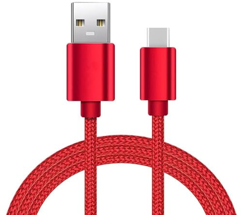 MOBISTAR USB C Charger Cable 2M, Type C Fast Charging Cable 3A Nylon Braided Lead Compatible with Samsung Galaxy S23/S22/S21/A54, MacBook, Huawei, Google Pixel, Sony Xperia, OnePlus (Red, 2M)