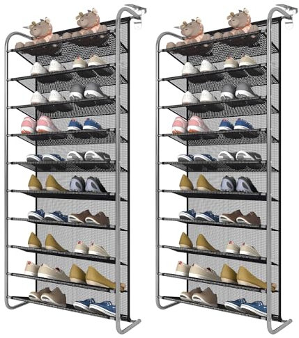 DBREAKS Zapatero Ajustable de 10 Niveles, Organizador de Zapatos Colgante con Ganchos de Metal Estables