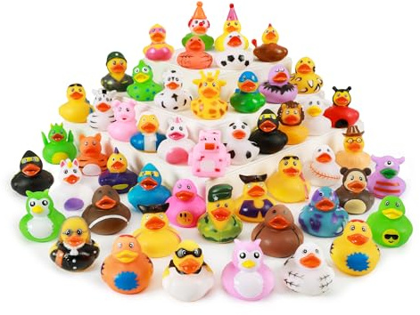 WQTHE 30 Pack Rubber Duck for Jeeps Ducking - 2.3 Inch Bulk Floater Duck for Kids - Baby Bath Toy Assortment - Party Favors, Birthdays, Bath Time, and More (30 Varieties)
