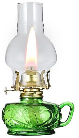 YKSJDFH Rote/grüne Öllampen Vintage Bauernhaus Kerosinlampe mit Griff Klassische Öllaterne Notfall-Öllampe Einstellbare Petroleumlampen 9.8in Tragbare Umgebungsbeleuchtung für Wohnzimmer Haushalt