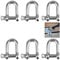 GVPOELR Grillete en forma de D, 6 piezas M8 D, grillete de acero inoxidable 304 en D, grillete de acero inoxidable, grillete de bloqueo, grillete de anillo en D recto, acero inoxidable, para cuerdas