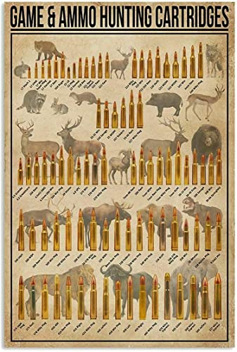 Oudrspo Spiel Munition Jagd Patronen Metall Zeichen Vintage Gedruckt Wissen Poster Bar Cafe Dekor Home Club Plaketten Wand Dekor 12x16 Zoll