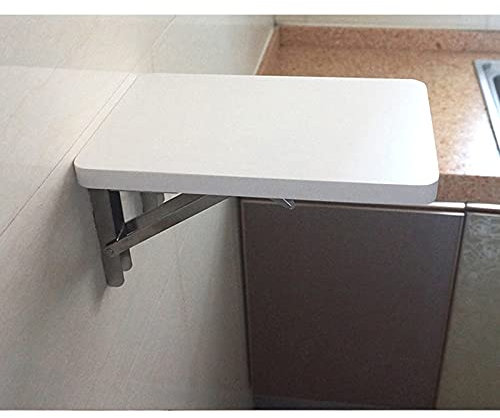 ASerZenith An der Wand montierter Klapptisch aus Holz, Küchen-/Esstisch, Home-Office-Arbeits-/Laptop-/Computertisch, hängender Klapptisch mit herunterklappbarem Bücherregal aus Holz, Lerntische, weiß