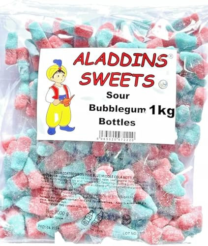 1kg Fizzy Sour Pink & Blue Cola Bottles - Halal - Aladdin Sweets gummy, chewy sweets. Bulk buy, Sweet Carts, Party Favors, Weddings