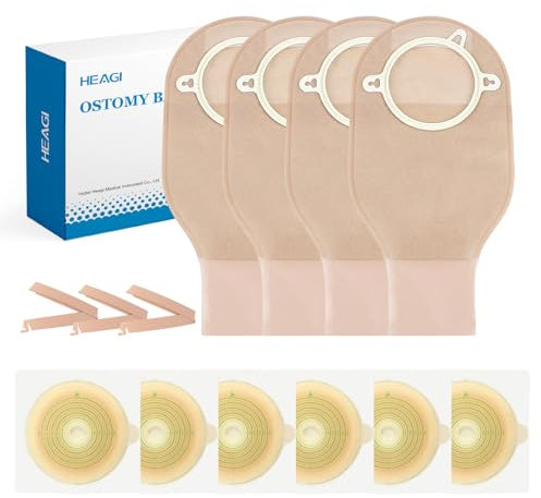 22 Pcs Fournitures de stomie - poche de colostomie, sacs de colostomie en deux parties pour colostomie & Ileostomie, à découper, 70 mm max (16 x poche de stomie + 6 x barrières + 3 x pinces)