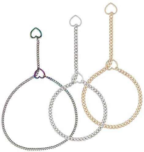 3 Stück Herz Slip Kette,Slip Chain Necklace Herz Slip Kette Slip Chain Choker O-Ring Slip Chain Necklace Herz Lariat Y Choker Halskette Handmade Punk Gothic Cuban Necklace für Frauen und Männer