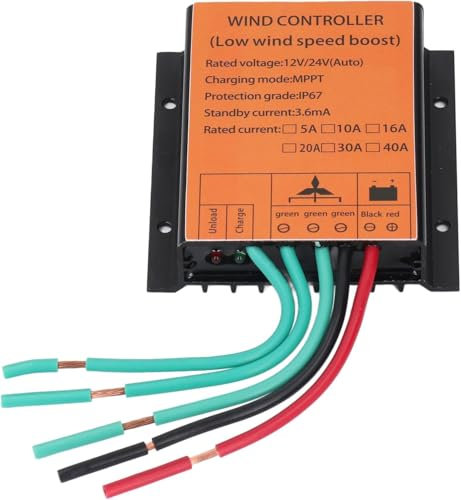 KX-ENERGIE 0-1000W MPPT Windregler 12V 24V,48V Automatische Windgenerator Boost Laderegler Wasserdicht Batterie Regulator für Windkraftanlagen Leistungsregler (24, Volt)
