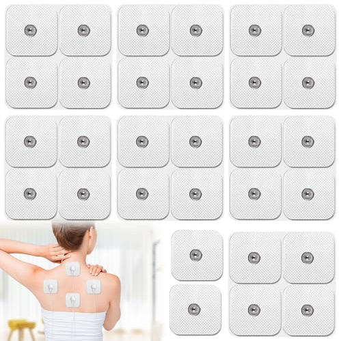 30 PCS Elektroden Pads, TENS-EMS Elektroden-Pads 5x5 cm, | Selbstklebende Elektroden-Nachkaufset Wiederverwendbar Pigtail Klebe-Elektroden mit verbesserter nicht reizendem Design