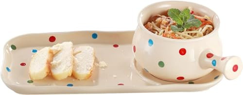Elegant Dining Plate Set with Soup and Sandwich Combo Bread Dipping Bowls and Cracker Holder Perfect for Breakfast Lunch and Dinner Service