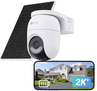 EZVIZ CB8 Lite 2K+ Telecamera WiFi Esterno con Pannello Solare, PTZ 360° AOV, Rilevamento di Persone/Veicoli, Audio Bidirezionale, Visione Notturna a Colori, Difesa Attiva
