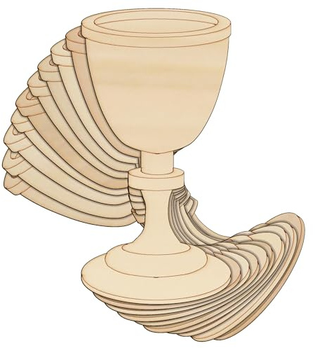 10x Wooden Medieval Chalice Simple Craft Shape 3mm Ply Historic Medieval Goblet(18 x 9cm,No Hole)