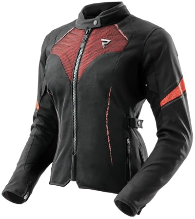 REBELHORN Jax Lady Motorradjacke Damen | Textil | Ellbogen, Schulter und Rückenprotektor Stufe 2 | Abnehmbar Humax Membran | Große Mesh Belüftungspaneele | Größen bis 10XL