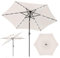 Fiqops Sonnenschirm LED Solar Ø 350 cm Beige mit Kurbel | Ampelschirm Gartenschirm Sonnenschutz UV Schutz 50+ | Kurbelschirm Marktschirm wasserdicht für Garten, Balkon, ohne Ständer