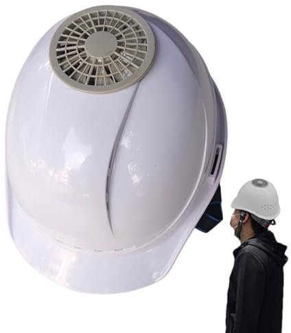 Vllold Schutzhelm mit Ventilator, tragbarer Kühlventilator, verstellbare belüftete Kappen, Kopfschutzausrüstung für Damen, Herren und Outdoor-Arbeiter