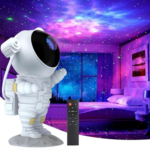 Astronaut Galaxy Projector, Space Projector Night Light, Star Projector,3D Starry Nebula, with Timer and Remote Control for Kids,Adults Bedroom Decoration,Party(White)